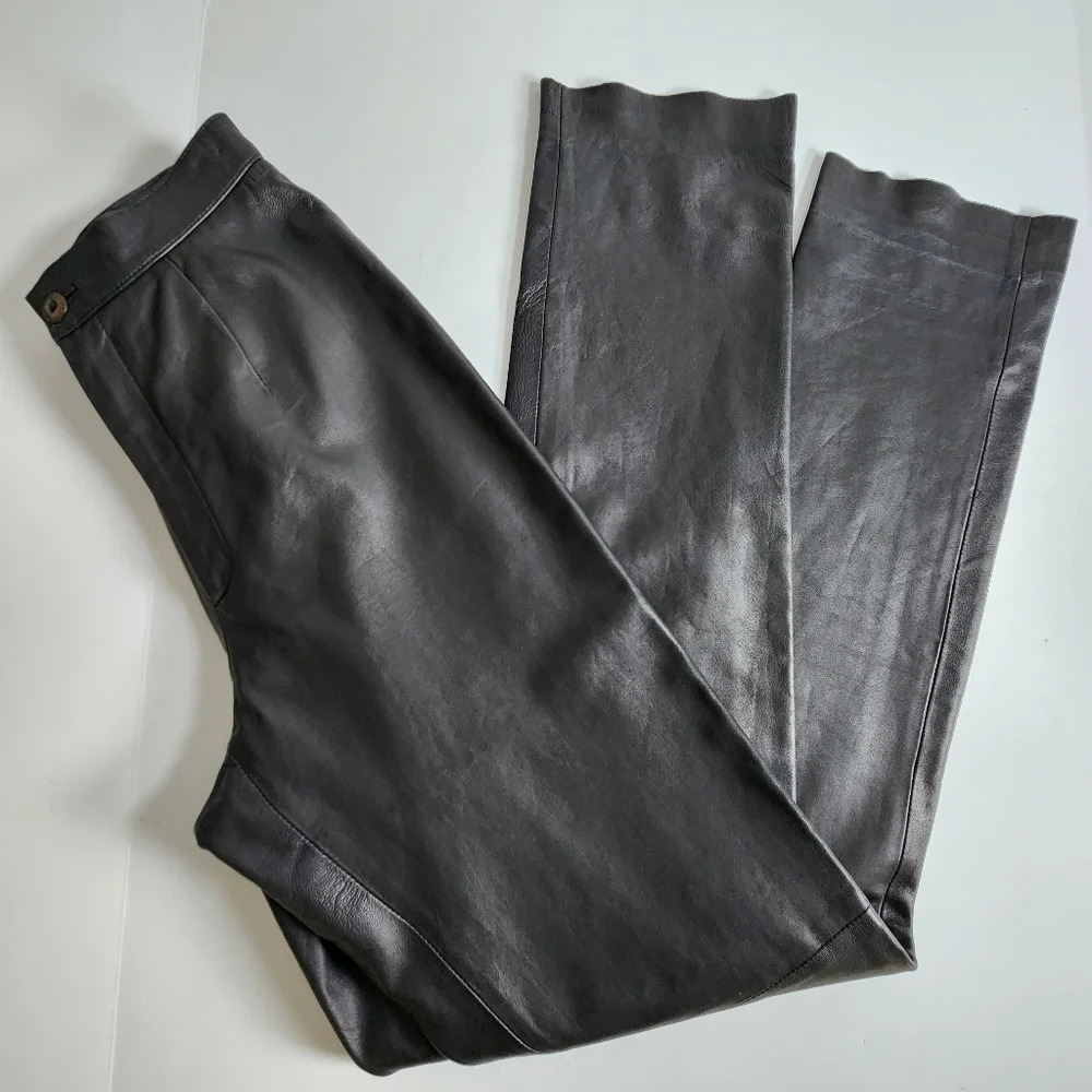Dana Buchman Lamb Skin Leather Black Pants Size 2 - Picture 2 of 16
